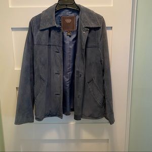 Authentic Vintage Blue Gray Coach Suede Leather Buttoned Jacket. Size Small. EC.